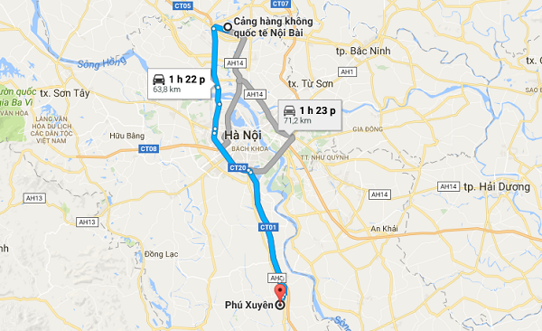 Xe đưa đón sân bay Nội Bài đi Phú Xuyên của Vietjet Air
