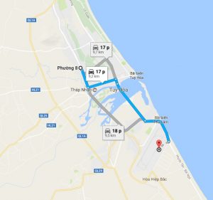 Khoảng cách sân bay Tuy Hòa đi Phường 8 Phú Yên