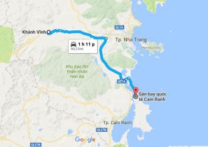 Khoảng cách xe đưa đón sân bay Cam Ranh đi Khánh Vĩnh