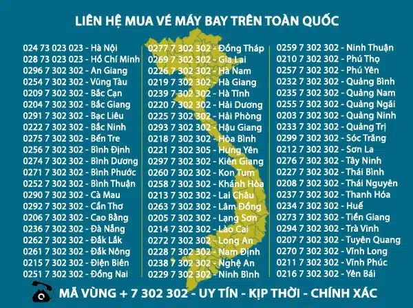 Liên hệ đặt vé máy bay trên Toàn quốc